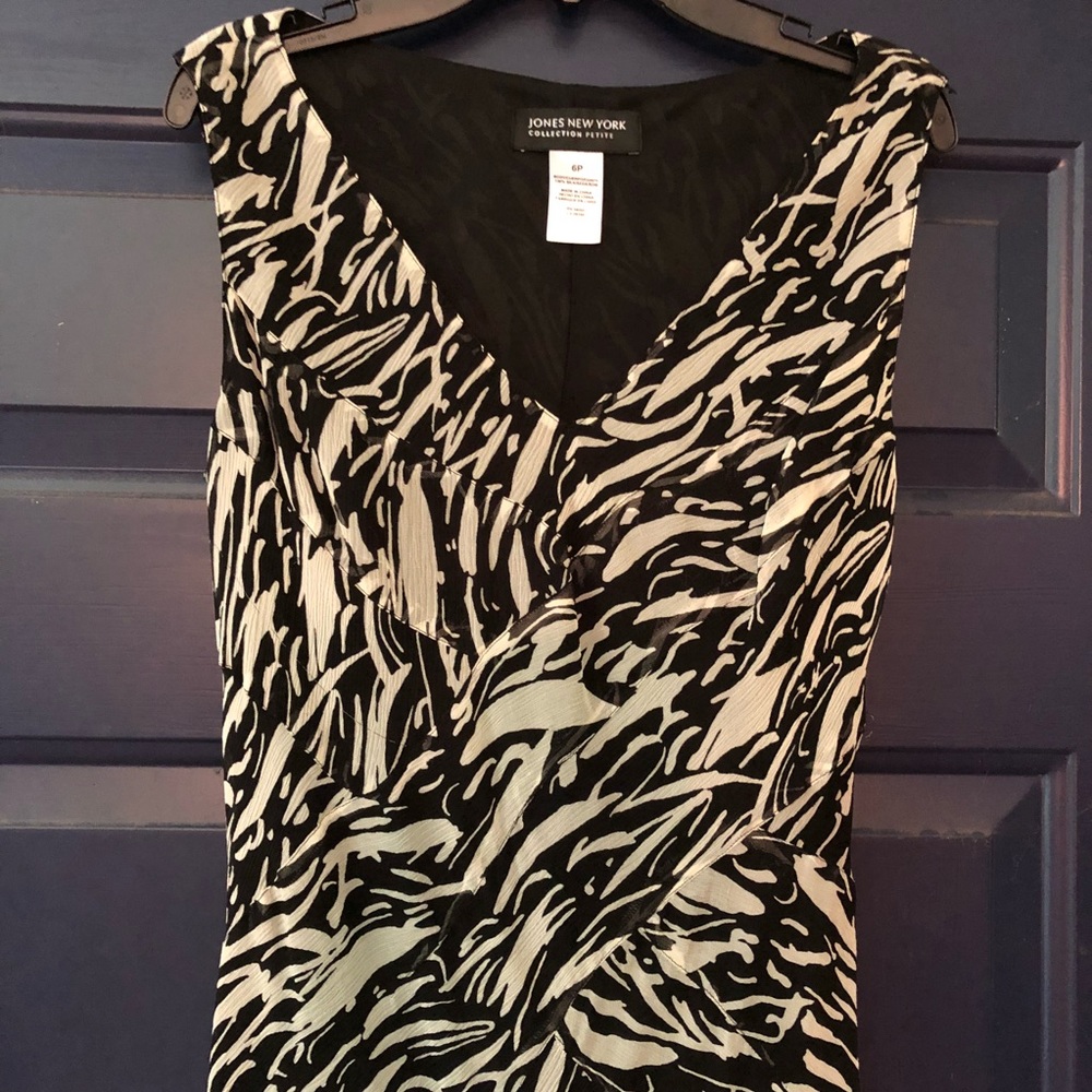 Jones New York Sleeveless Dress Lined Zebra Print